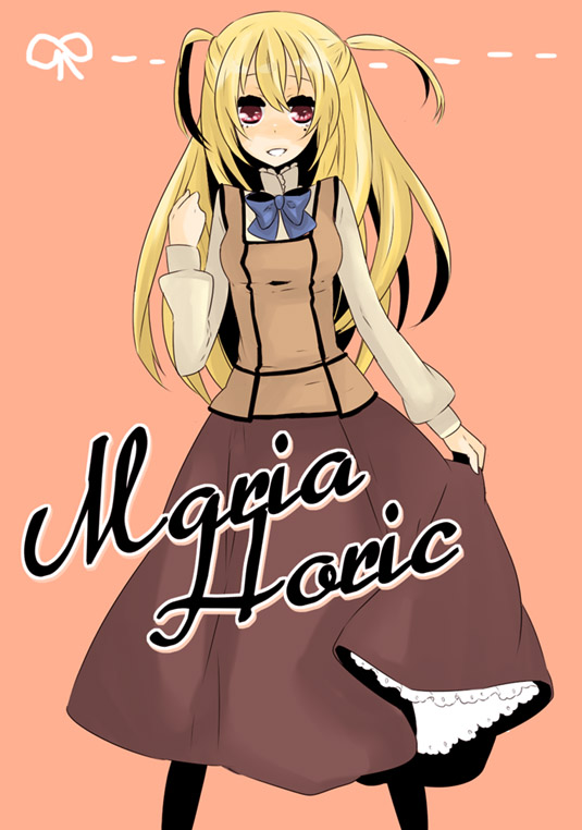 blonde_hair, bow, long_hair, maria_holic, minami_(betty), mole, pantyhose, red_eyes