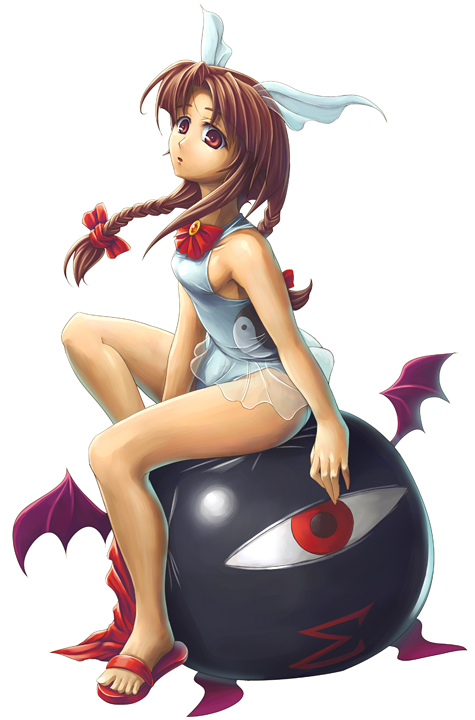 brown_hair, evil_eye_sigma, koto_tsubane, red_eyes, rika_(touhou), touhou, touhou_(pc-98)