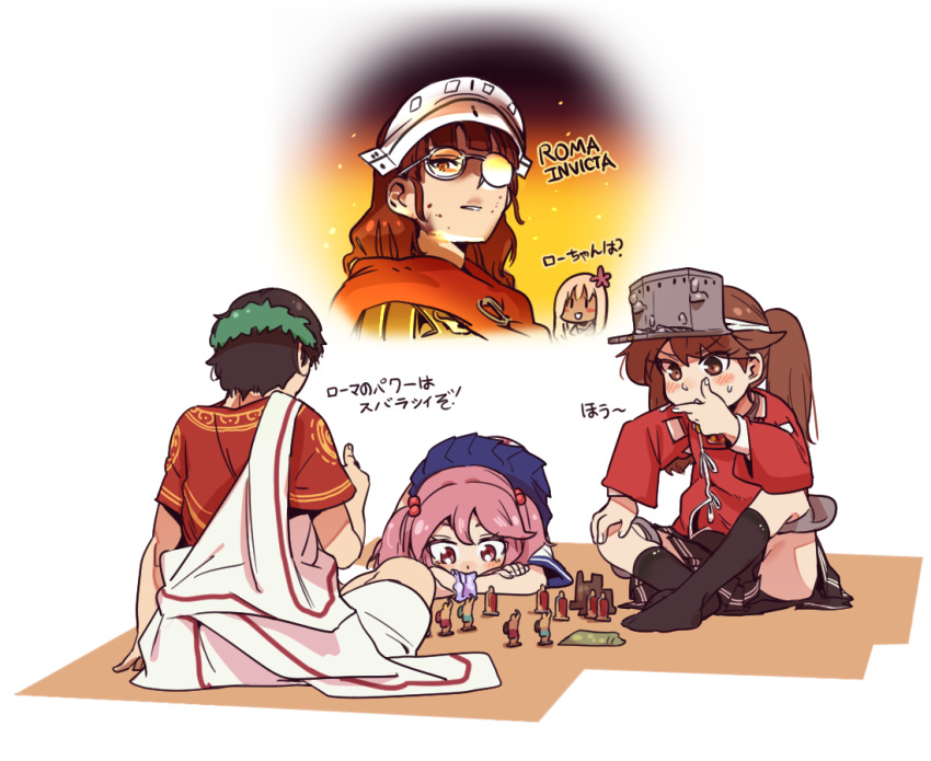 1boy, bitchcraft123, brown_hair, japanese_clothes, kantai_collection, kariginu, magatama, ro-500_(kantai_collection)