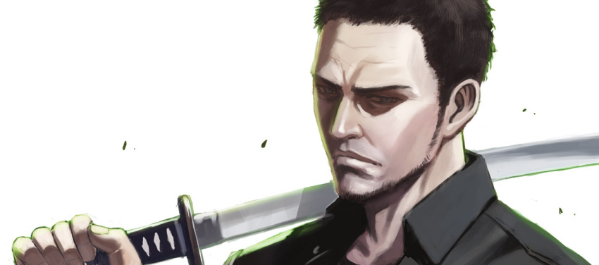1boy, black_hair, cor_leonis, decoponmagi, facial_hair, final_fantasy, final_fantasy_xv, forehead