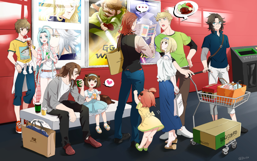 ..., 4girls, 5boys, altheia, arudora, bag, belt, bent_over