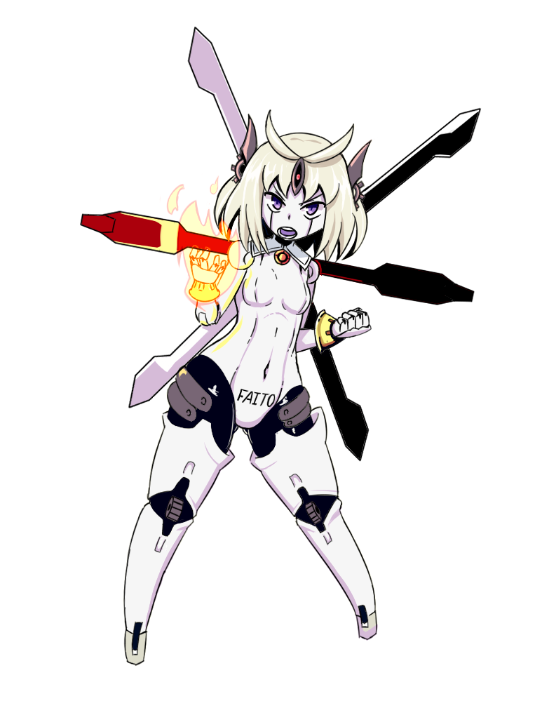 >:o, 1girl, :o, android, automaton_(monster_girl_encyclopedia), blonde_hair, body_writing, breasts