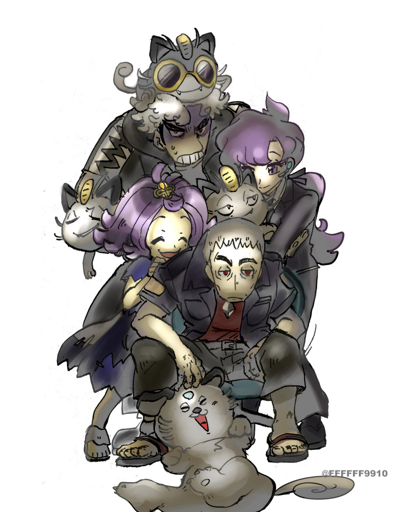 2boys, 2girls, :3, :d, ^_^, acerola_(pokemon), ahoge, alola_form