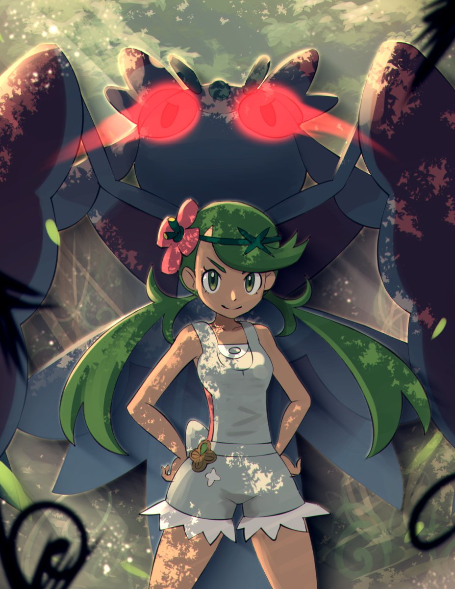 1girl, bare_legs, dark_skin, denim, denim_shorts, from_below, glowing, glowing_eyes