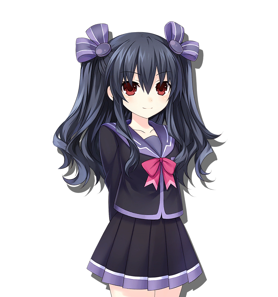 1girl, arms_behind_back, black_hair, choujigen_game_neptune, gekijigen__blanc_+_neptune_vs_zombie_gundan, gekijigen__blanc_+_neptune_vs_zombie_gundan, hair_ornament, long_hair