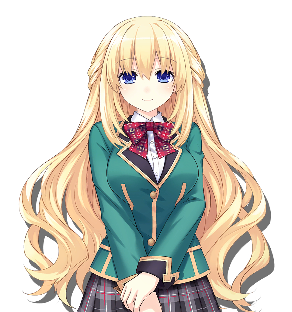 1girl, blazer, blonde_hair, blue_eyes, bow, bowtie, choujigen_game_neptune, detached_sleeves