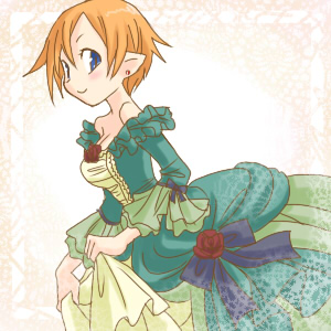 alternate_costume, demon_girl, disgaea, dress, evening_dress, flower, karina, lowres