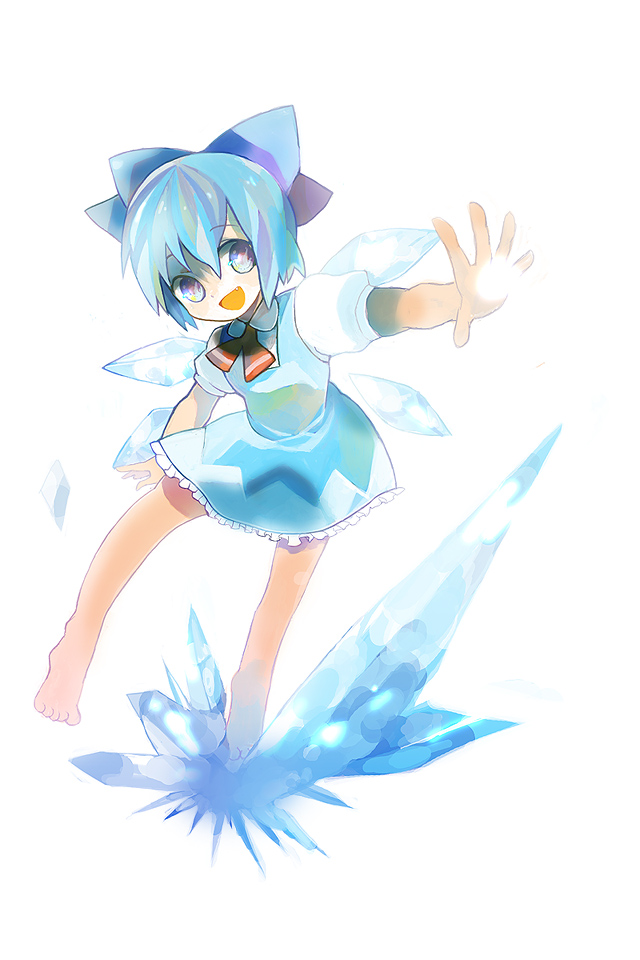 blue_hair, cirno, kitsuta, kizuta, ribbon, ribbons, touhou, wings
