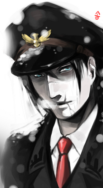 blue_eyes, dragunov, hat, male, military, namco, necktie, peaked_cap
