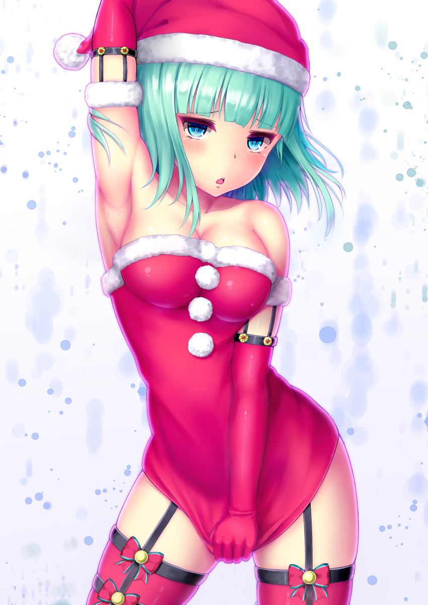 1girl, absurdres, ange_vierge, aqua_hair, armpits, asamurasaki, bangs, bare_shoulders