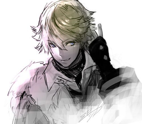 1boy, blonde_hair, grey_background, juan_can_yun, lowres, male_focus, short_hair, simple_background
