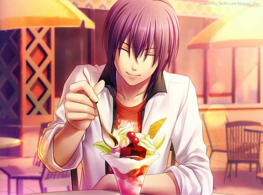 grey_eyes, natsuzora_no_monologue, purple_hair, rokumaru_(artist), shinohara_ryouta