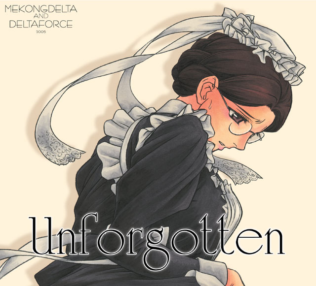 1girl, brown_hair, dated, emma, emma_(victorian_romance_emma), english, glasses, hogeyama, maid, parted_lips, solo, sweat, victorian_romance_emma