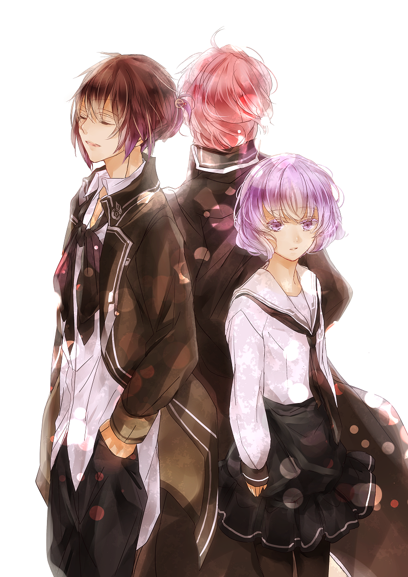 heishi_otomaru, itsuki_kagami, koyuri, norn9, purple_eyes, purple_hair, shiranui_nanami