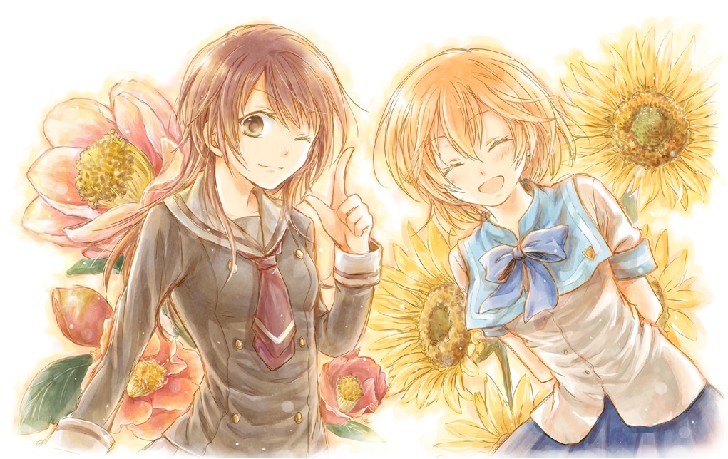 crossover, green_eyes, hino_kahoko, kiniro_no_corda, kiniro_no_corda_3, kohinata_kanade, orange_hair, remythxx
