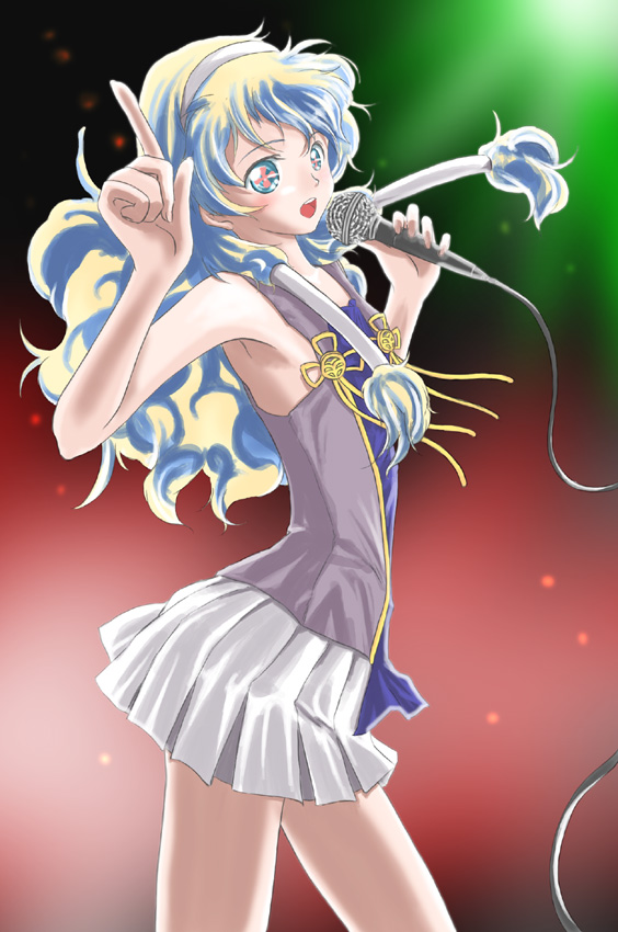 chiaki_lsd, cosplay, hair_tubes, headband, kannagi, microphone, multicolored_hair, nagi