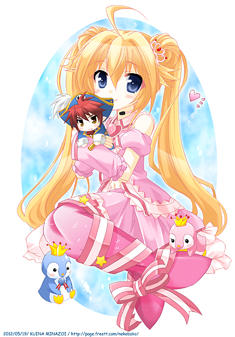 1boy, 1girl, bird, blonde_hair, cardfight!!_vanguard, fish_tail, mermaid, minazoi_kuina