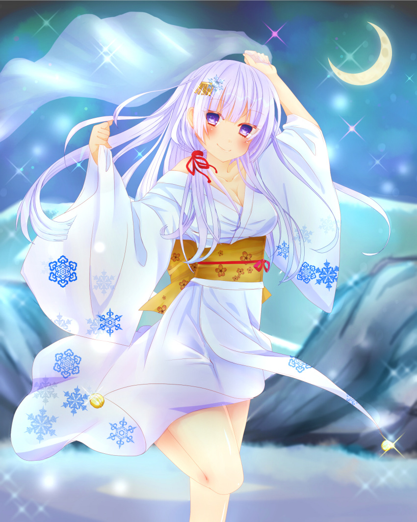 1girl, absurdres, ayakashi_hyakkiyakou, breasts, chihio, cleavage, collarbone, hair_ornament
