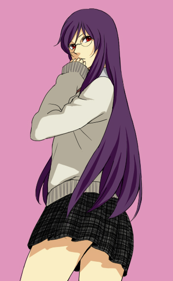 crossdressing, genderswap, gundam, gundam_00, long_hair, purple_hair, red_eyes, sakatsuki, skirt, sweater, tieria_erde, trap