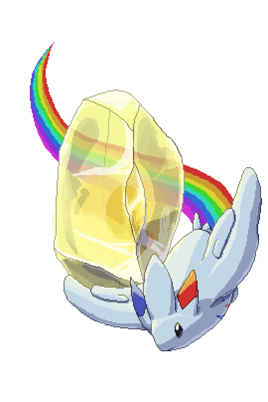 animated, animated_gif, butt-berry, evolutionary_stone, flying, no_humans, pixel_art, pokemon, pokemon_(creature), rainbow, reflection, shiny_stone, stone, togekiss, transparent