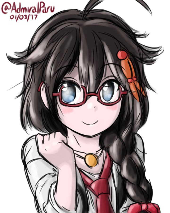 admiral_paru, glasses, kantai_collection, shigure_(kantai_collection), tagme