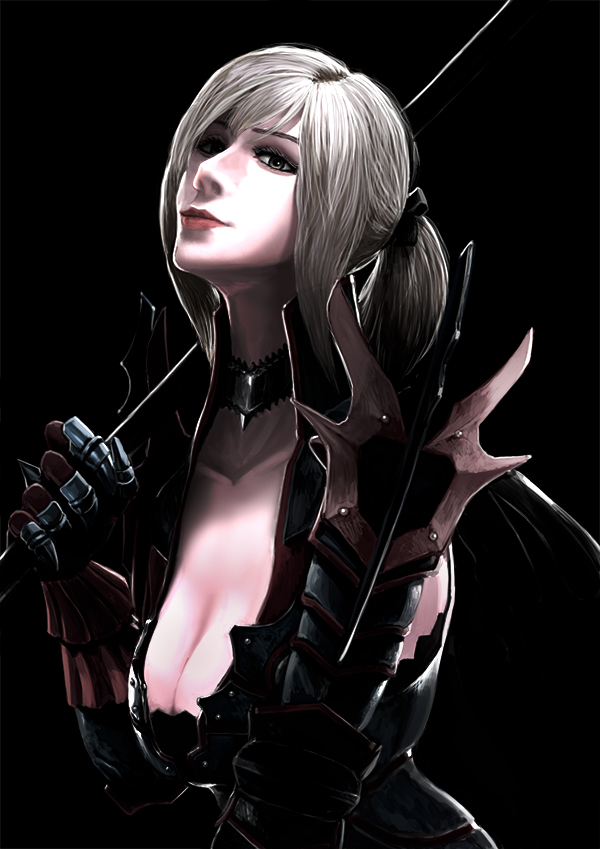 1girl, aranea_highwind, armor, breasts, cleavage, cleavage_cutout, final_fantasy, final_fantasy_xv