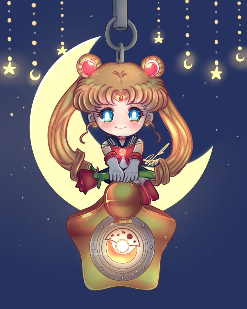 1girl, absurdres, bishoujo_senshi_sailor_moon, blonde_hair, blue_eyes, chibi, circlet, crescent