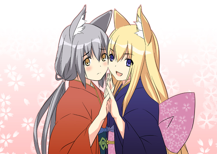 date_(artist), fox_ears, gyokuyou, japanese_clothes, kimono, tenko_kuugen, wagaya_no_oinari-sama