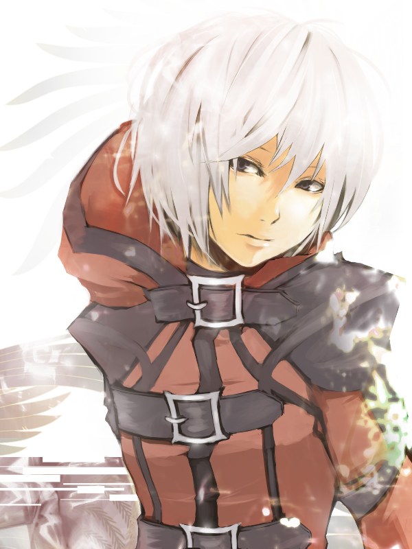 1boy, belt, closed_mouth, fantasy_earth_zero, grey_eyes, hood, looking_away, male_focus