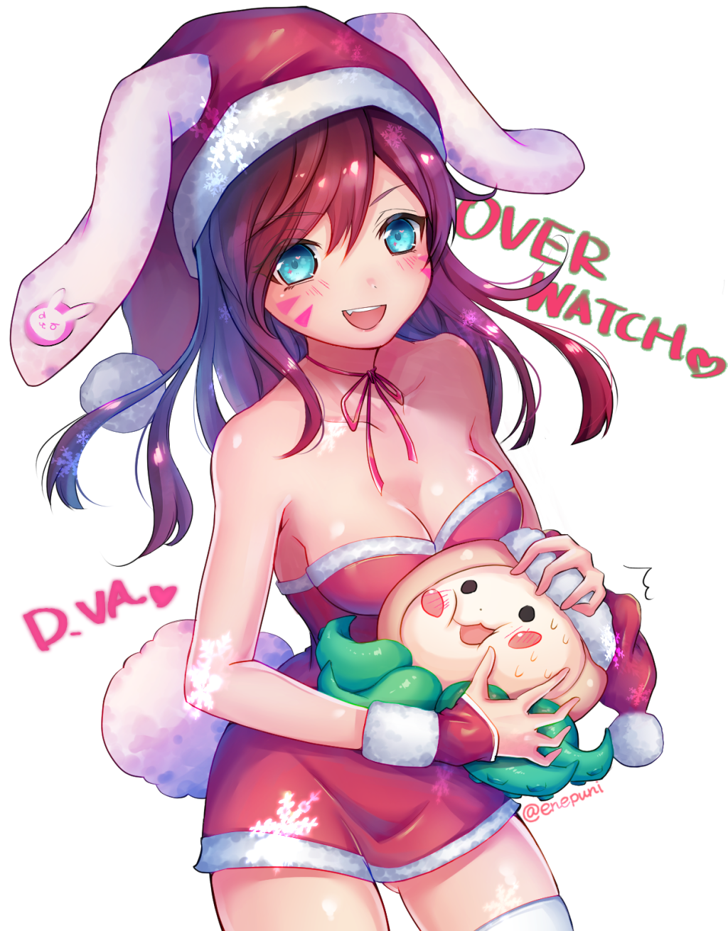 1girl, :3, :d, animal_ears, bare_shoulders, blue_eyes, blush, blush_stickers