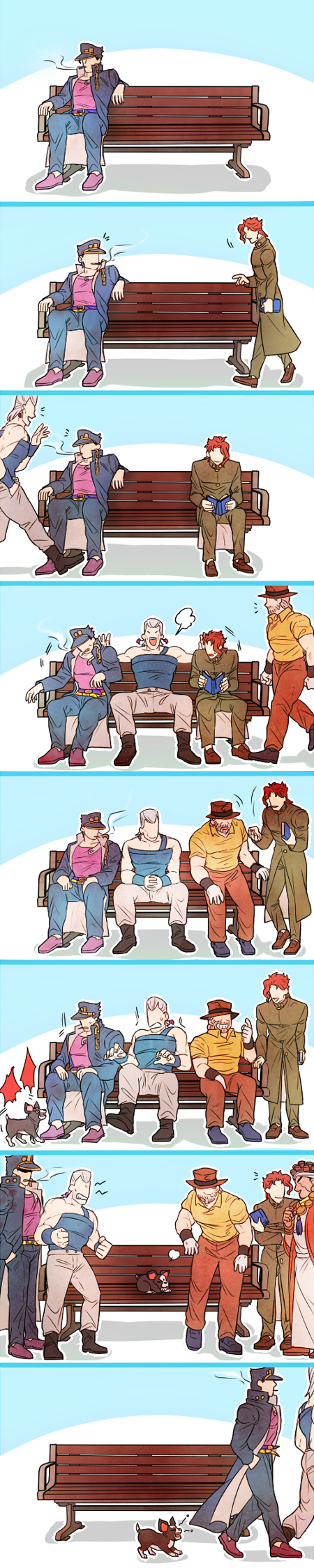 barking, beard, bench, book, chains, cigarette, clenched_hands, clenched_teeth