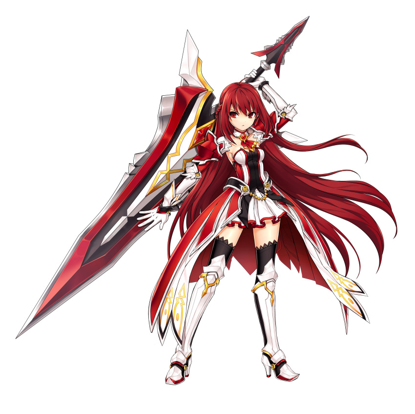 1girl, absurdres, armor, armored_dress, artist_request, black_legwear, braid, detached_collar