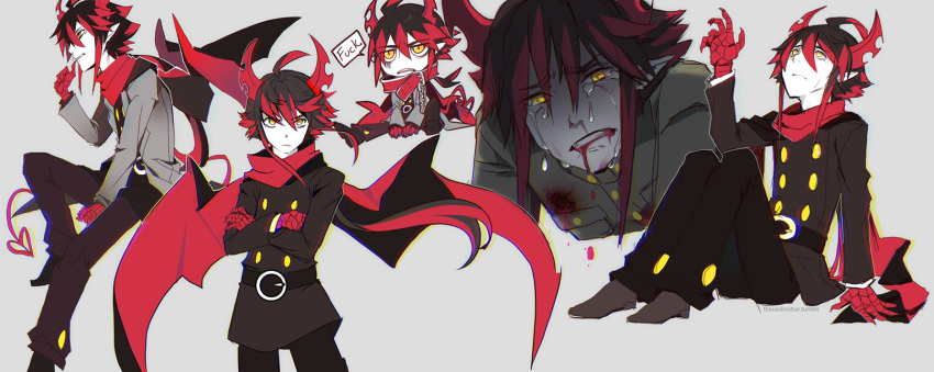 1boy, demon_boy, demon_horns, haiiro_teien, highres, horns, ivlis, male_focus