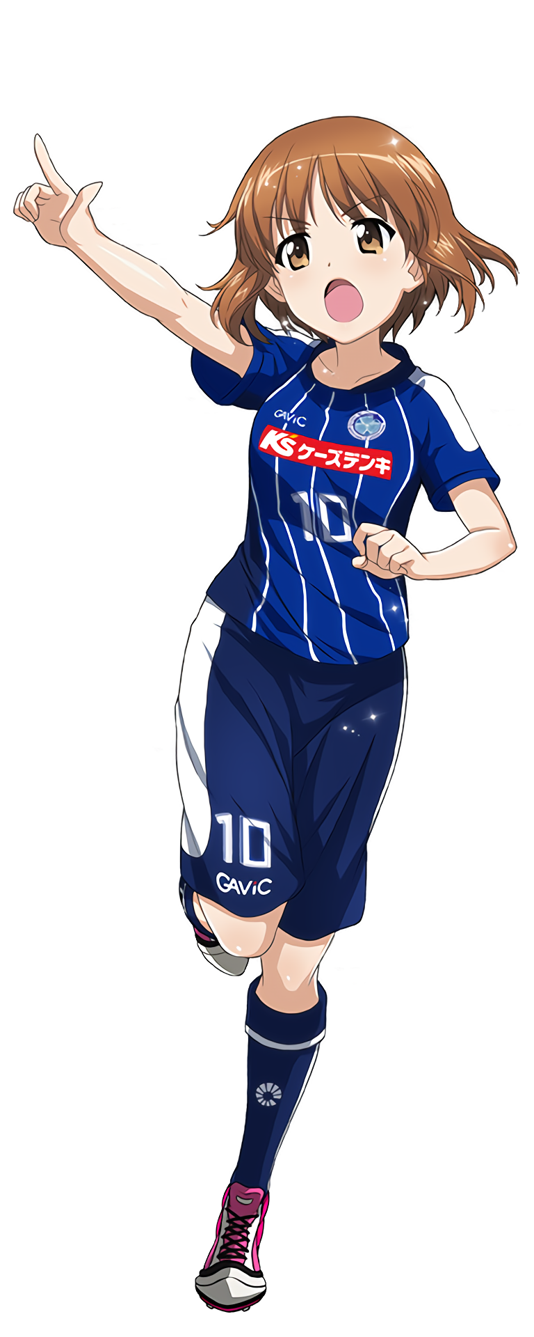 1girl, artist_request, ball, full_body, girls_und_panzer, highres, index_finger_raised, j._league