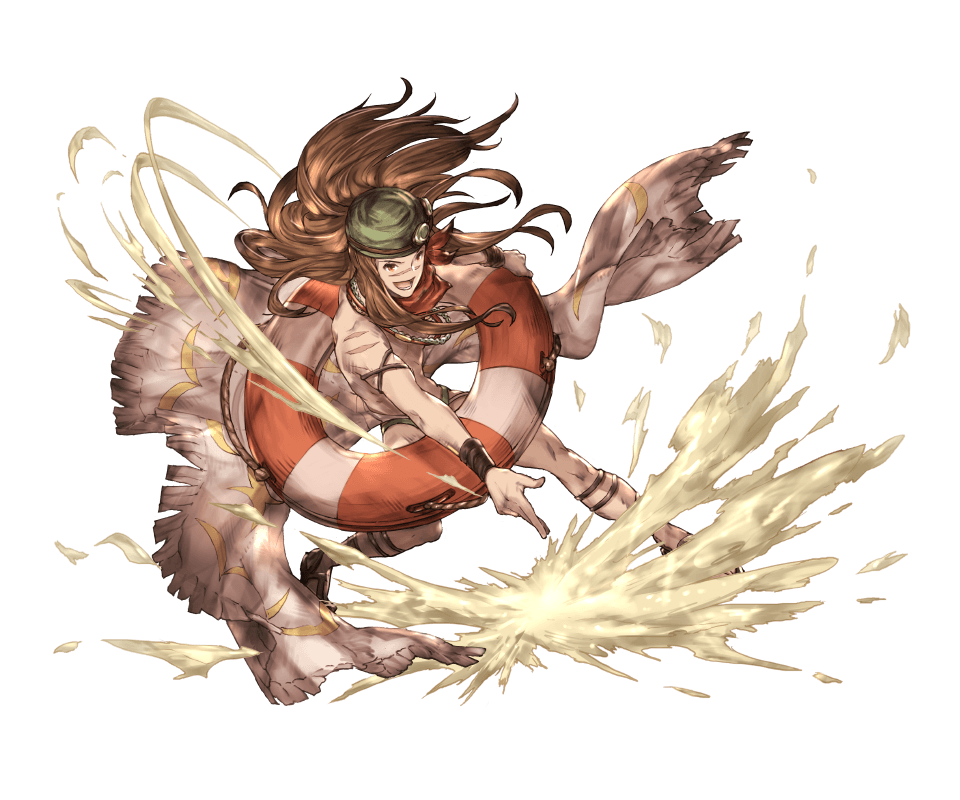 1boy, bandanna, bracelet, brown_hair, goggles, goggles_on_head, granblue_fantasy, innertube