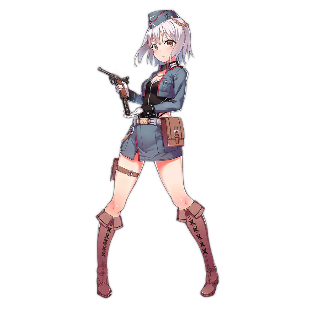 1girl, artist_request, belt, boots, brown_eyes, full_body, girls_frontline, gloves