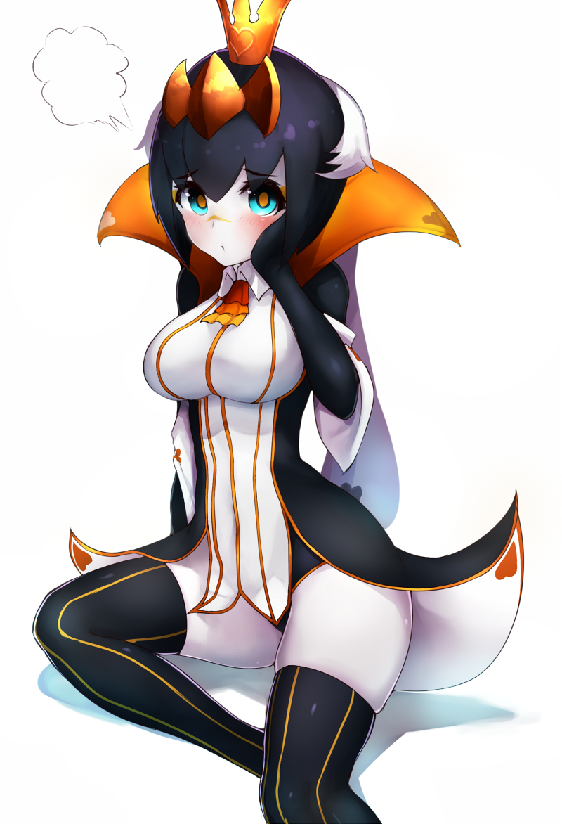 1girl, black_hair, blue_eyes, boruhis, crown, final_fantasy, hand_on_own_face, looking_at_viewer