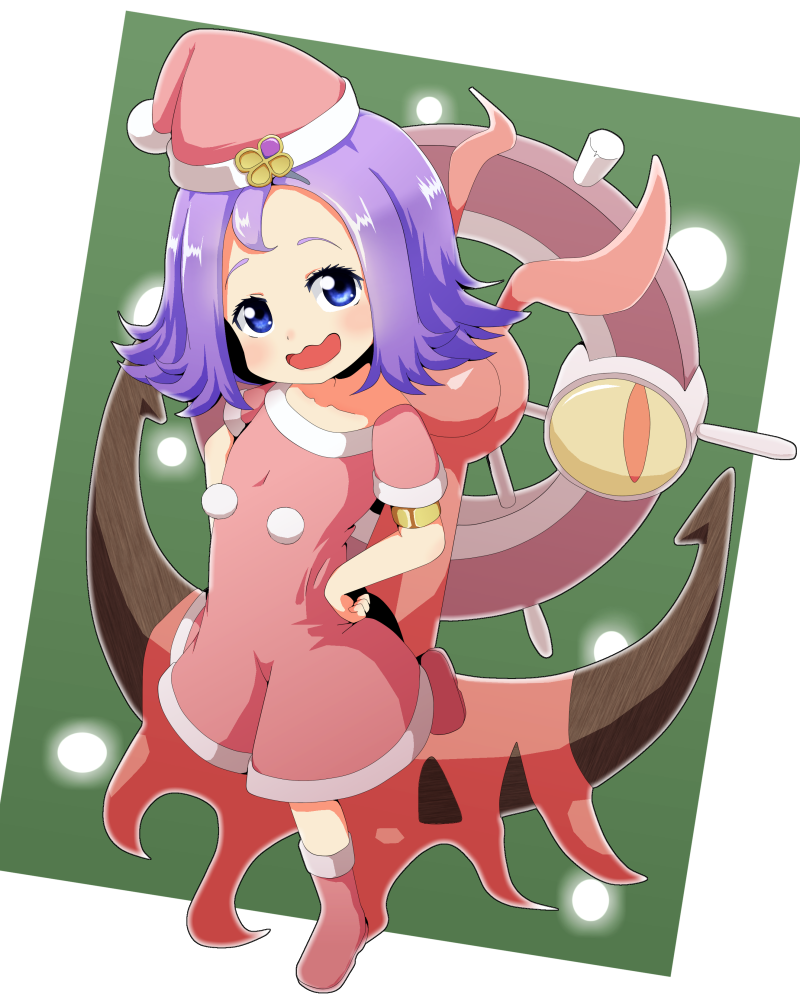 1girl, :d, acerola_(pokemon), alternate_color, alternate_costume, anchor, armlet, bangs