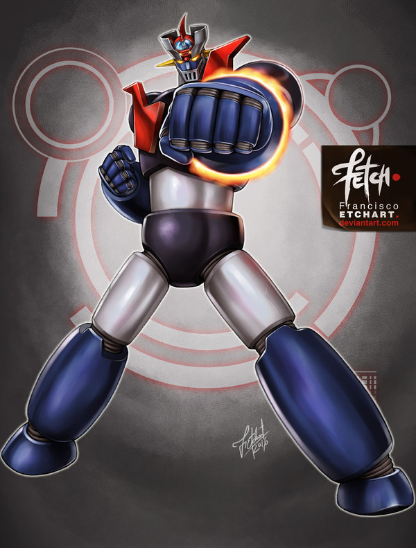 2016, aiming_at_viewer, dated, deviantart_username, franciscoetchart, gradient, gradient_background, mazinger_z