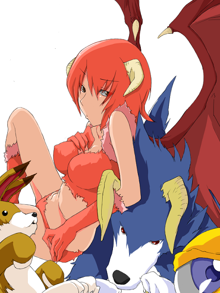 bad_id, demon_wings, fur, hare_(monster_farm), hare_(monster_rancher), hentai_(1985), hentai_(pixiv4694), horns