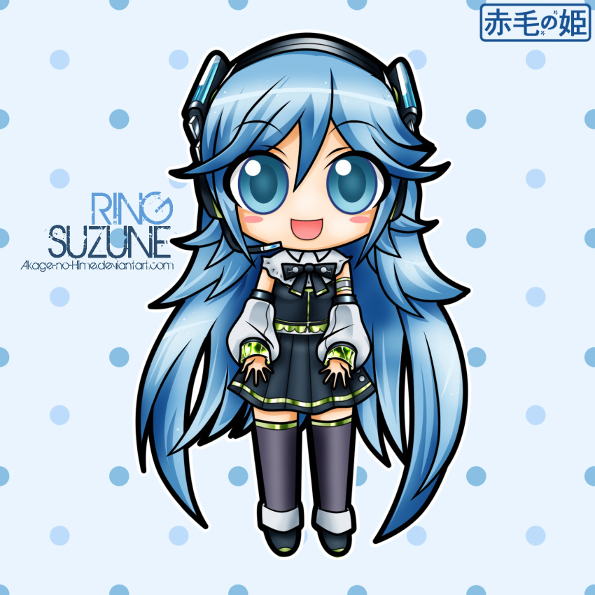1girl, :d, armband, blue_eyes, blue_hair, boots, bowtie, chibi