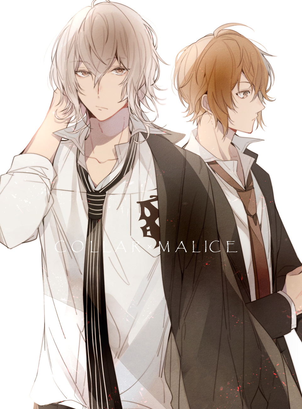 collar_x_malice, okazaki_kei, purple_eyes, tkhs_(artist), white_hair, yoshinari_hideaki