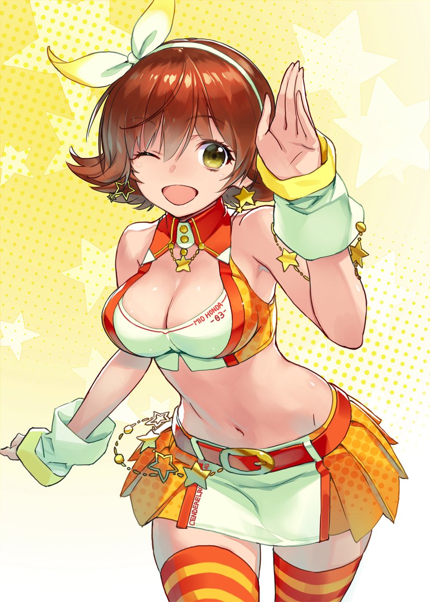 1girl, blush, breasts, brown_hair, earrings, highres, honda_mio, idolmaster