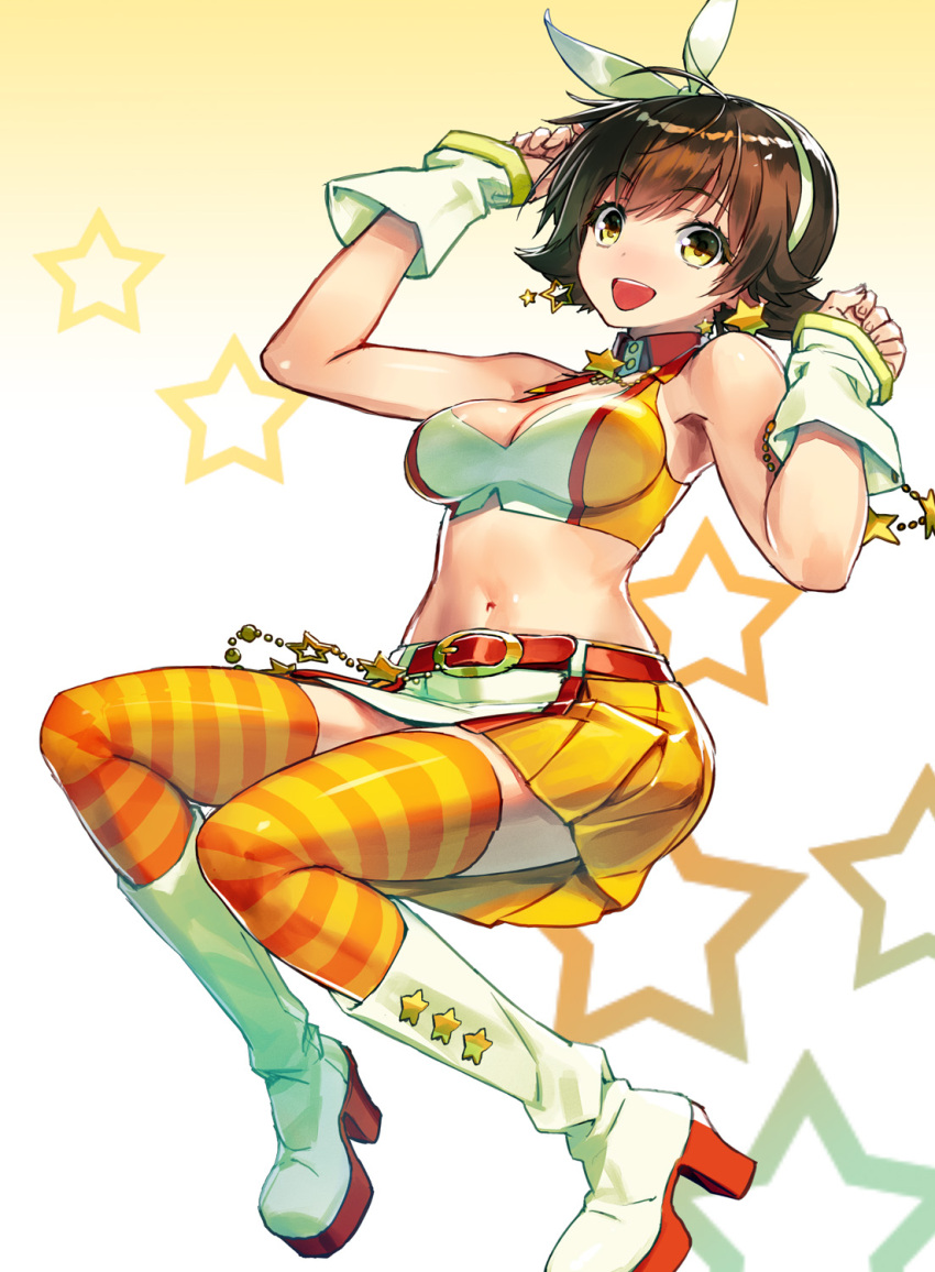 1girl, blush, breasts, brown_hair, earrings, highres, honda_mio, idolmaster
