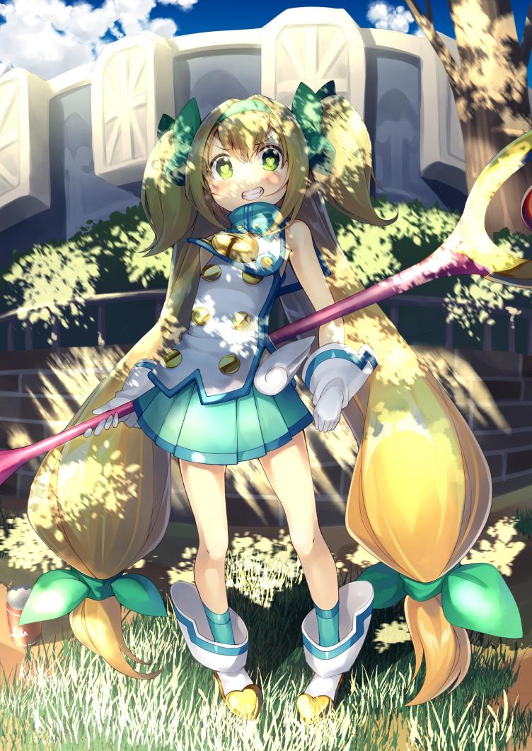 1girl, blazblue, blonde_hair, full_body, green_eyes, gurasion_(gurasion), heart, heart-shaped_pupils
