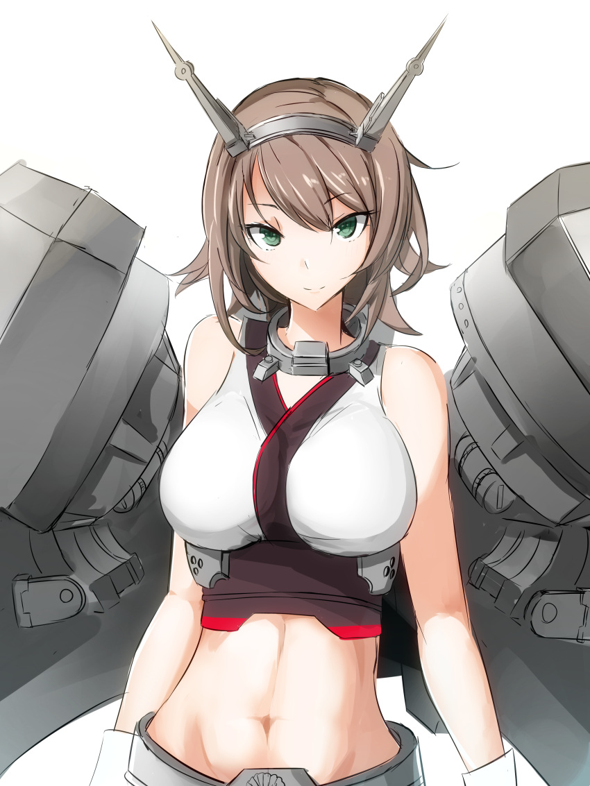 1girl, abs, absurdres, bangs, breasts, brown_hair, closed_mouth, commentary