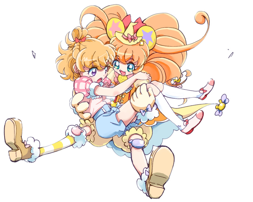 2girls, :d, :o, animal_ears, asahina_mirai, azuma_yukihiko, bear_ears, blonde_hair