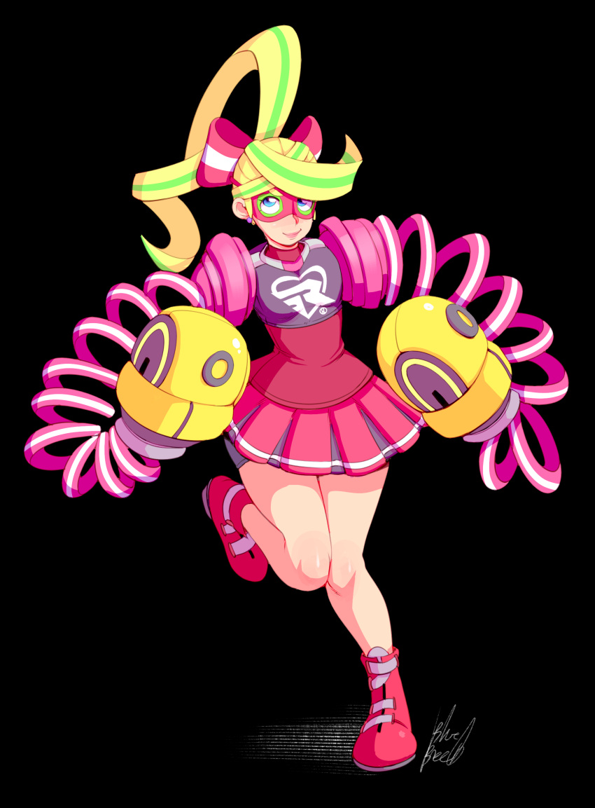 1girl, absurdres, arms_(game), blonde_hair, blue_eyes, bluebreed, bow, boxing_gloves