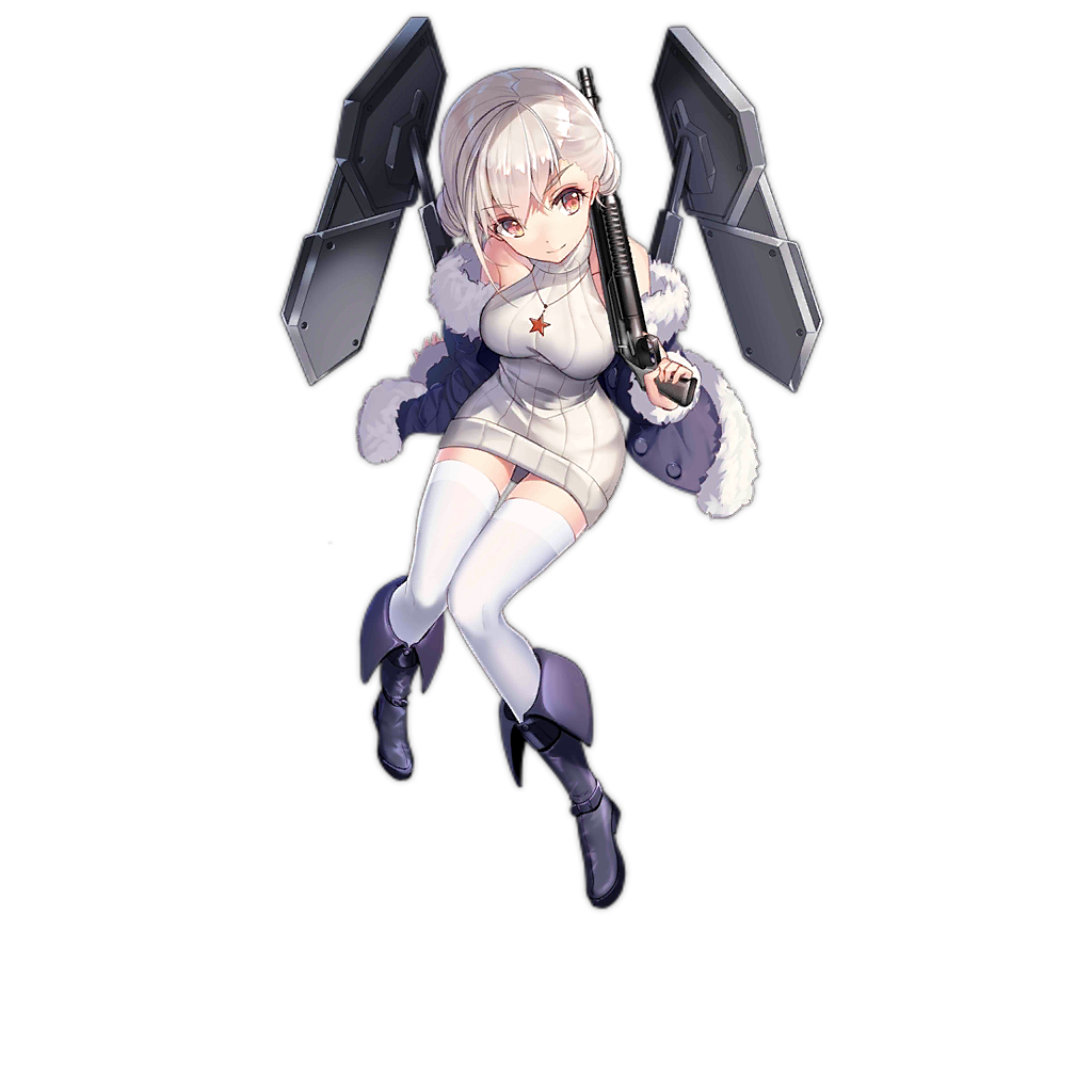 1girl, armor, artist_request, boots, dress, fur_trim, girls_frontline, gun