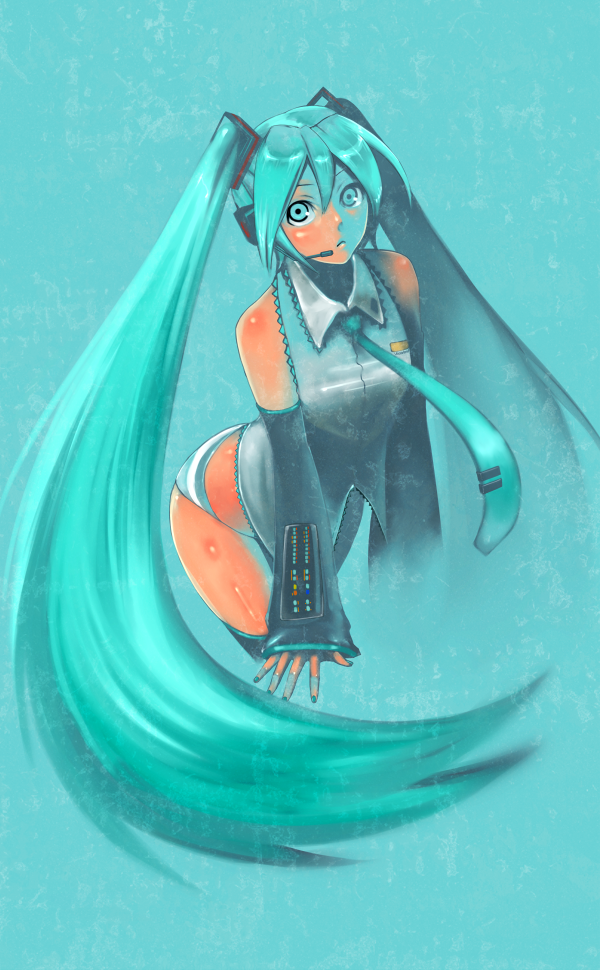 blue_hair, detached_sleeves, hatsune_miku, izumi_(pixiv10995), izumi_(walnov), long_hair, necktie, panties